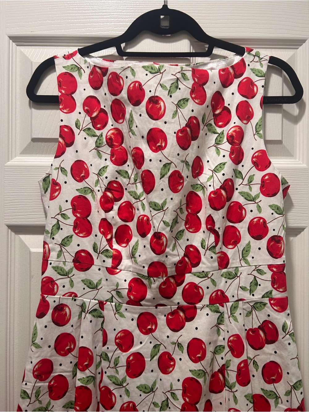 🍒☀️🍒Melissa White Midi Red Cherry Print Dress 🍒☀️🍒 - Picture 6 of 12